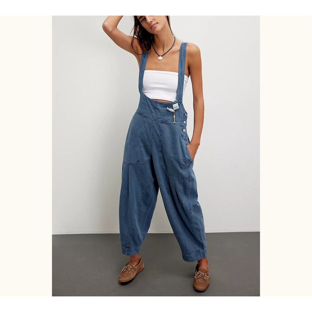 Free People We The Free Felix Tapered Overalls Jumpsuit Pinafore Solid XS 287080